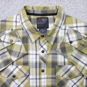 5.11 Tactical Shirt Mens Large Yellow Plaid RAPIDraw Placket Long Sleeve Snap